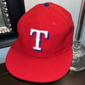 Made in USA Texas Rangers MLB fitted baseball cap hat 7 1/4 Polyester Authentic